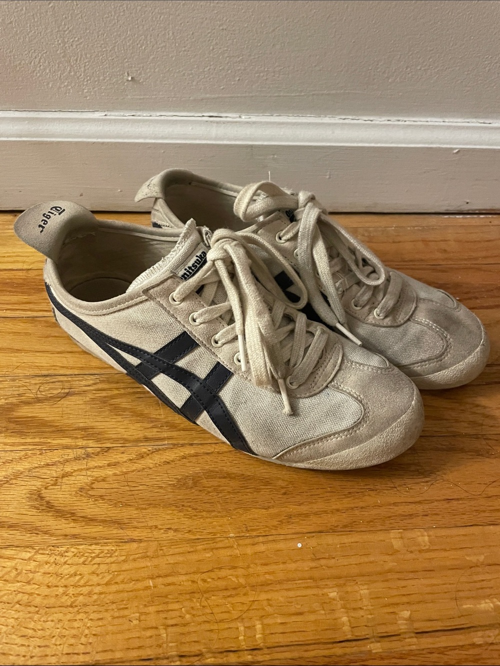 Onitsuka Tiger by Asics Beige and Navy Low-Top Athletic Sneakers